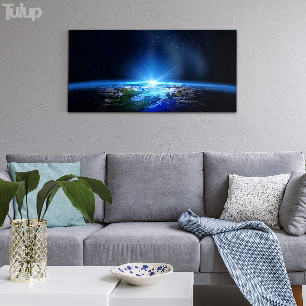 GLASBILD 140x70 cm Erde Universum - Schwarz, Glas (140/70cm) - TULUP