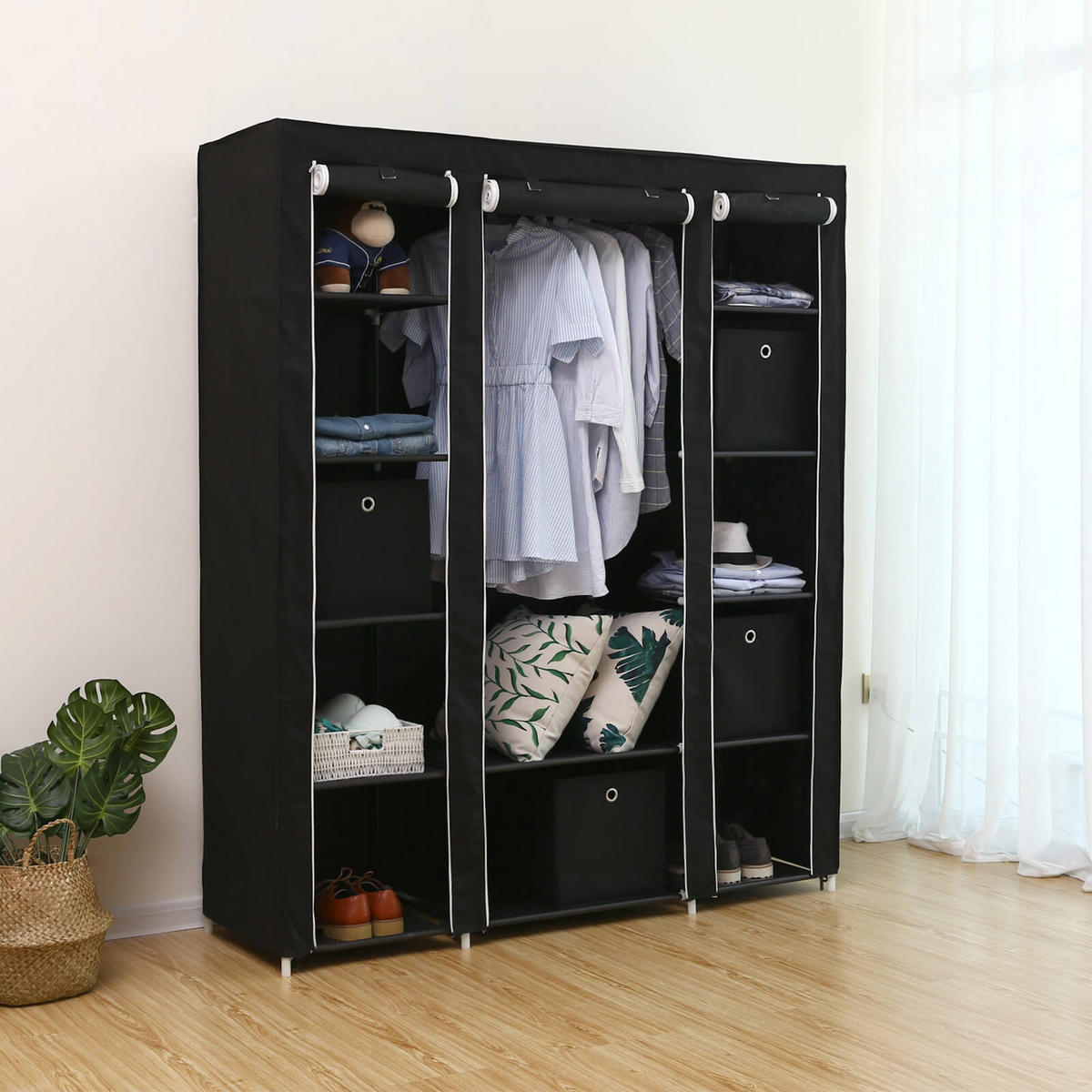 KLEIDERSCHRANK VICTORIA - Schwarz, Metall (45cm) - Hansiro