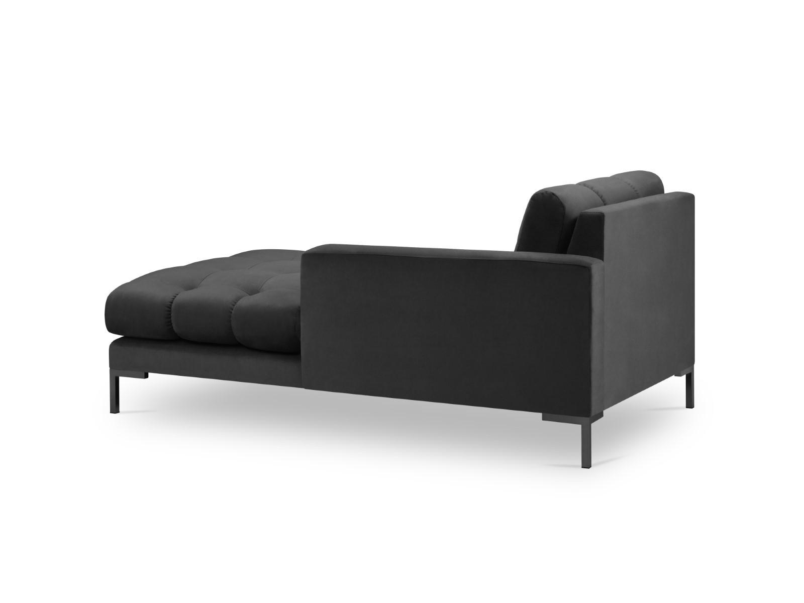 CHAISELONGUE rechts Mamaia aus Samt dunkelgrau - Dunkelgrau, Textil (102/75/185cm) - Micadoni