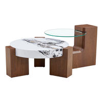 COUCHTISCH 2er-Set rund Glas MDF in Nussbaumoptik Weiß - Weiß, Glas (61/61/30cm) - Meubliv