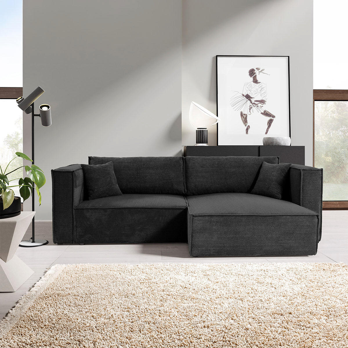 SOFA Jimmy 3 Sitzplätze Schwarz - Schwarz, Holz (245/77/148cm) - Petits-meubles
