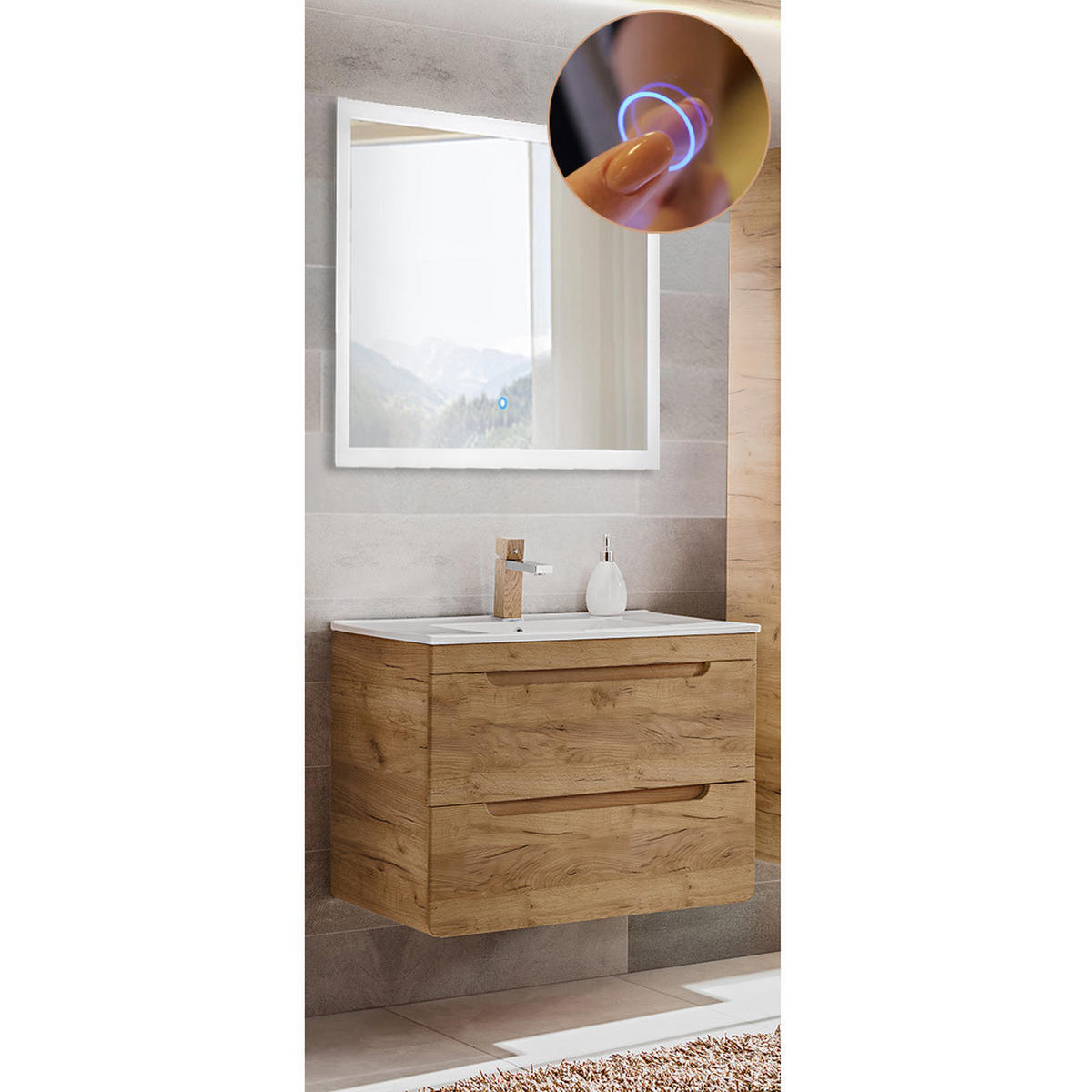 BADMÖBEL-SET 2-TLG. Luton-56 - Braun, Holzwerkstoff (81/200/46cm) - Lomado