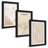 BILDER SET 3er Set - 20x30 cm Schwarzer Rahmen - Abstrakte Formen und Farben - Schwarz, Kunststoff (20/30cm) - TULUP