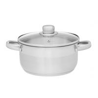 STAHLTOPF mit Glasdeckel 3 l - Silberfarben, Metall (20cm)