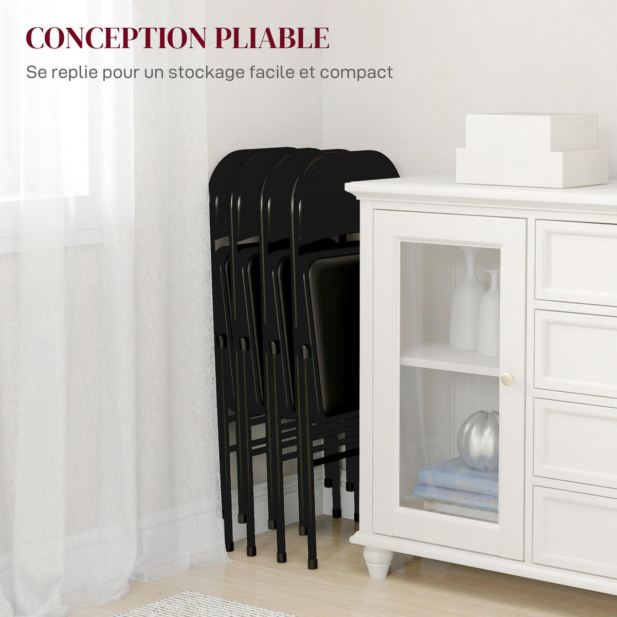 KLAPPSTUHL 4er-Set DE-13300 klappbar & Stahlrahmen Schwarz - Schwarz, Metall (45/78/46cm) - ComfortXL