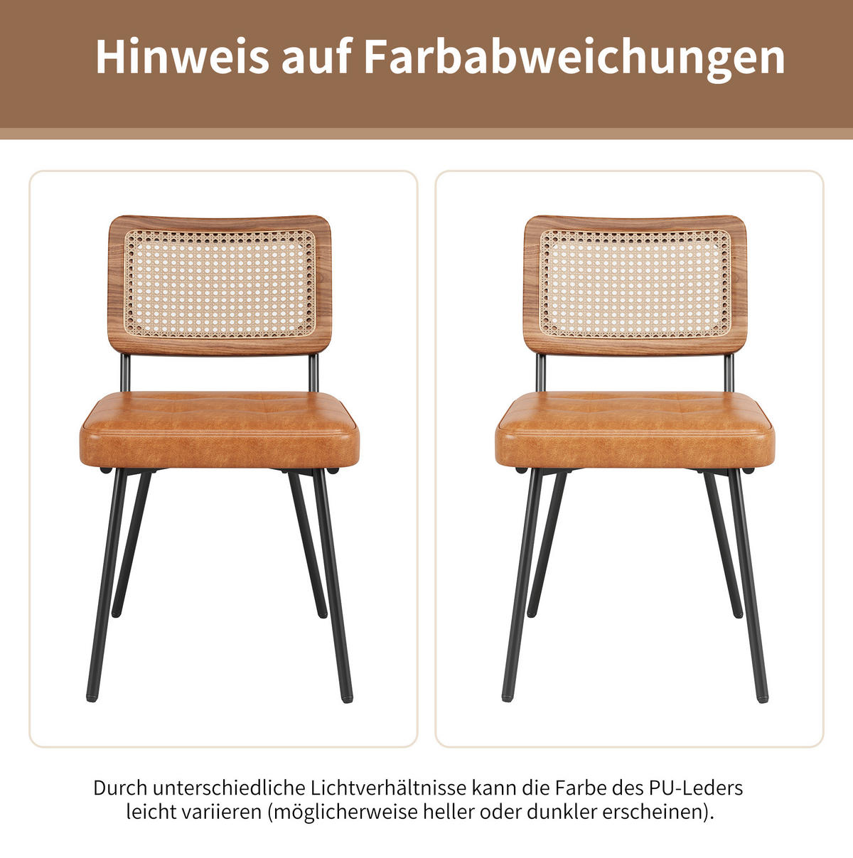 ESSZIMMERSTUHL mit PE-Rattan-Rückenlehne 61 x 46 x 79 cm Braun - Braun, Metall (44/79/46.2cm) - Meubliv