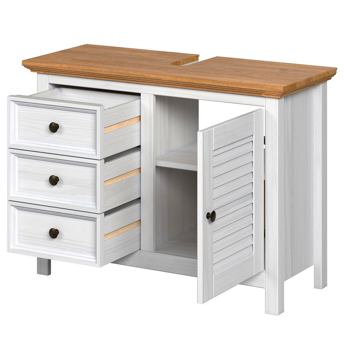 WASCHBECKENUNTERSCHRANK - Kiefer - Kieferfarben, Holz (86/63/35cm) - home24