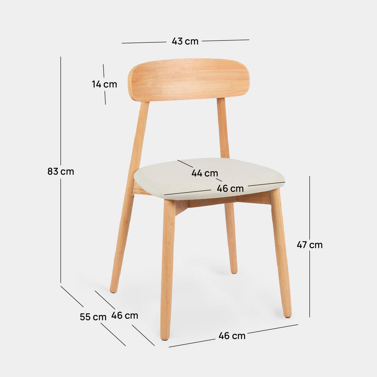 ESSZIMMERSTUHL Leyre Natürlich 46 cm x 83 cm 2er-Set - Naturfarben, Textil (46/83/55cm) - Klast Home