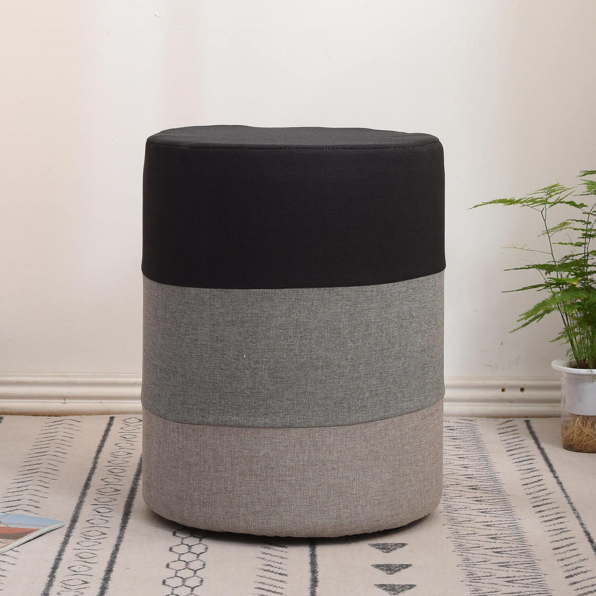 POUF Grau 35/35/45 cm - Weiß, Textil (35/45/35cm) - Mobili Rebecca