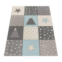 KINDERTEPPICH Patchwork schmutzabweisend Blau Rechteckig 80x150 - Blau, Textil (80/150cm) - KADIMA DESIGN