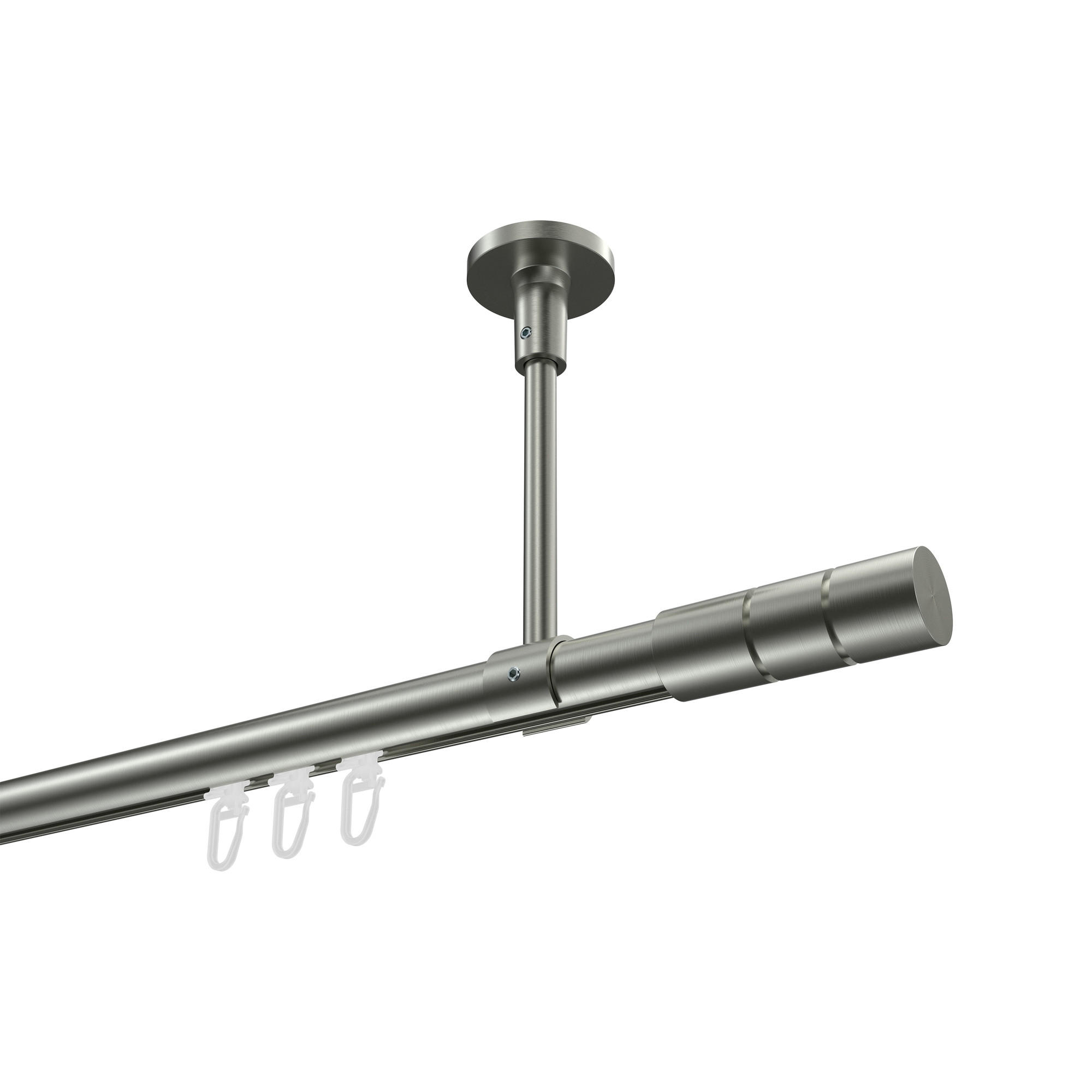 INNENLAUF-GARDINENSTANGEN-SET Sonette Elanto 600 cm (geteilt in 3 x 200 cm), 1-läufig, 20 mm Ø Edelstahl-Optik - Edelstahlfarben, Metall (600cm) - INTERDECO