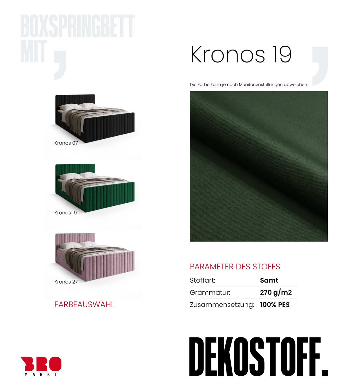 BOXSPRINGBETT Dream Duo mit Topper 160/200 Grün - Dunkelgrün, Kunststoff (160/200cm) - Bromarkt