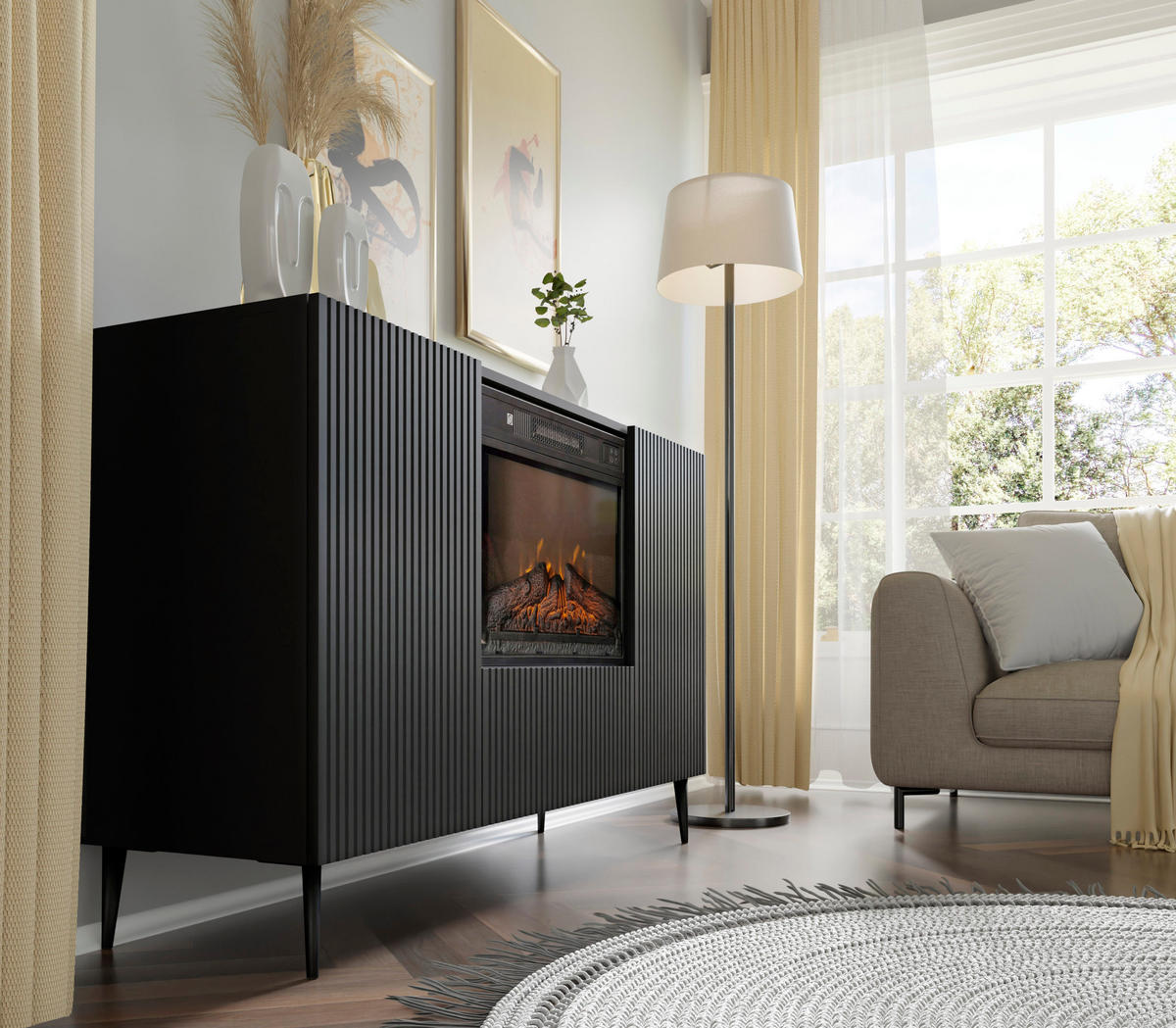 KOMMODE Schwarz 139,5/85,5/40 - Schwarz, Holzwerkstoff (140/85/40cm) - RAUMHIRSCH FURNITURE