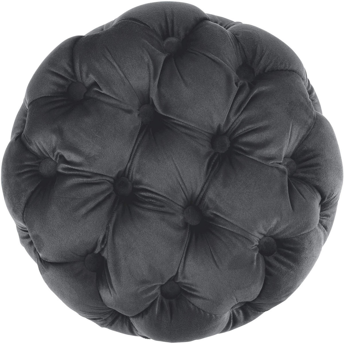 SITZHOCKER Bador Samt Dunkelgrau Hocker Schlafzimmer - Dunkelgrau, Textil (42/46/42cm) - DELUKE