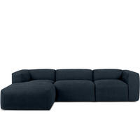 ECKMODULSOFA-LINKS BUFFO mit extrem weicher und bequemer Sitzfläche, Gewebestoff, dunkelblau - Dunkelblau, Textil (297/180cm) - KONSIMO®