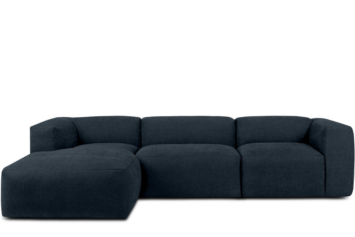ECKMODULSOFA-LINKS BUFFO mit extrem weicher und bequemer Sitzfläche, Gewebestoff, dunkelblau - Dunkelblau, Textil (297/180cm) - KONSIMO®