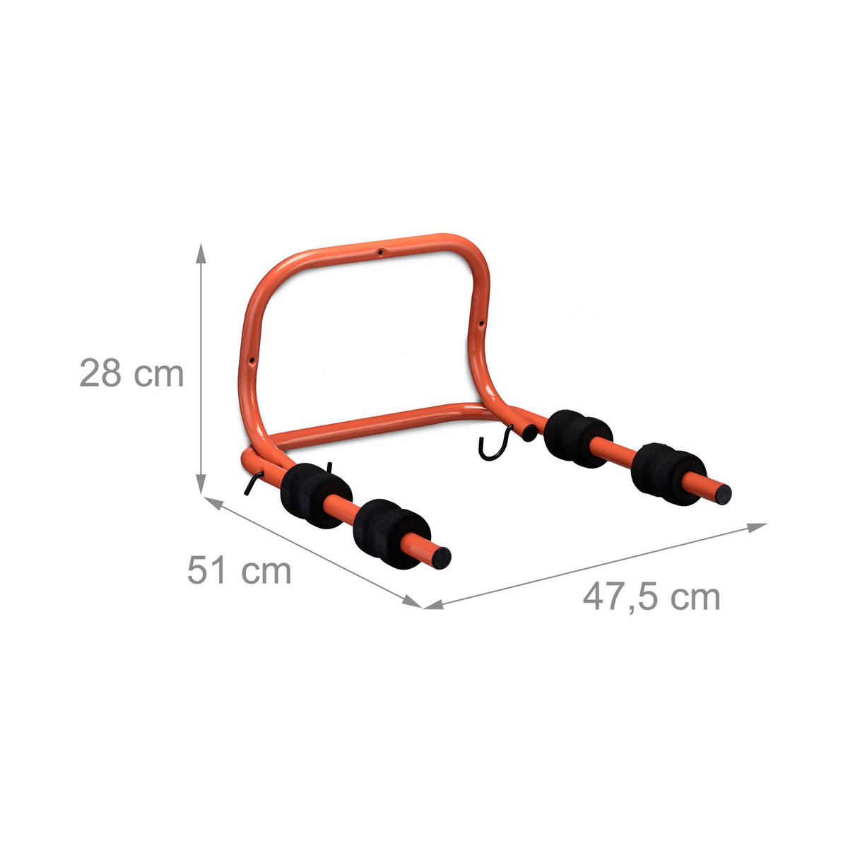 FAHRRADHALTERUNG Rot Schwarz Wand klappbar Stahl für 2 Fahrräder - Rot, Textil/Metall (47.5/28/51cm) - Relaxdays