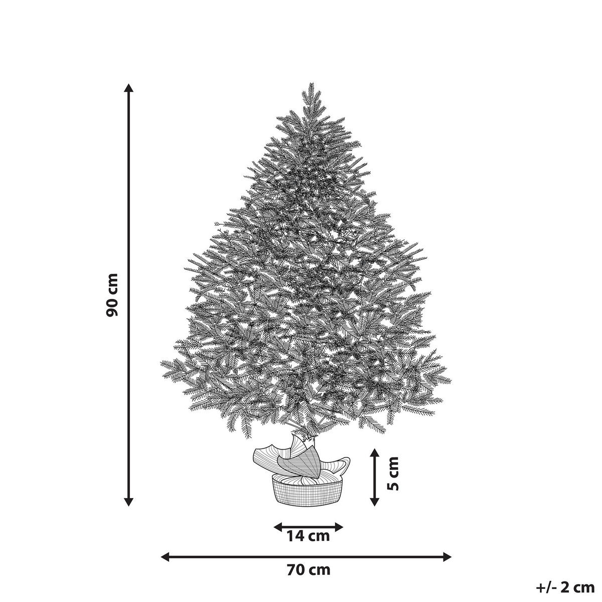 WEIHNACHTSBAUM 90 cm Grün Ringrose - Grün, Kunststoff (90cm) - Beliani