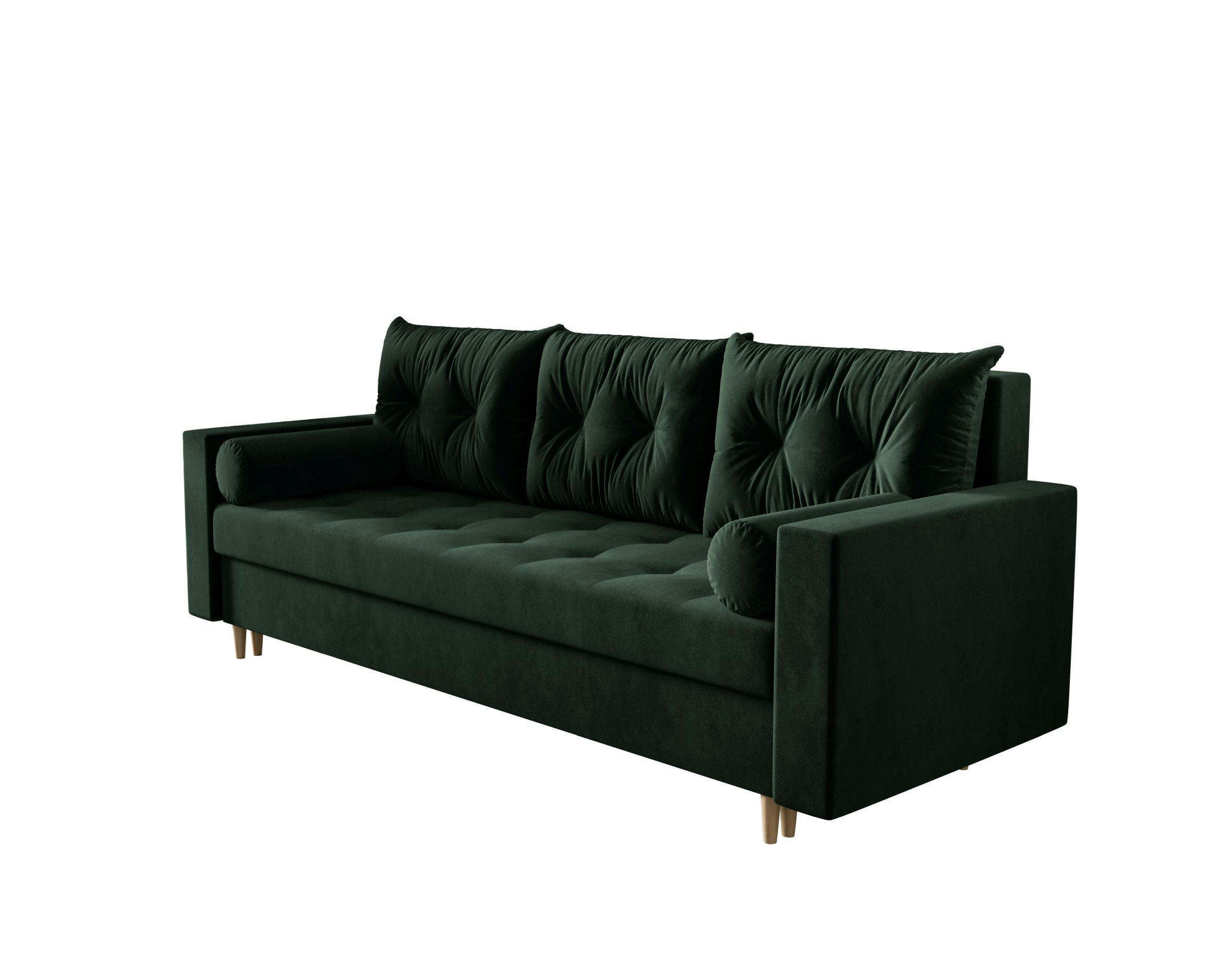 SOFA SKANDI mit Schlaffunktion ITAKA 10 mit Stauraum - Grün, Textil (90/88/232cm) - Bedante
