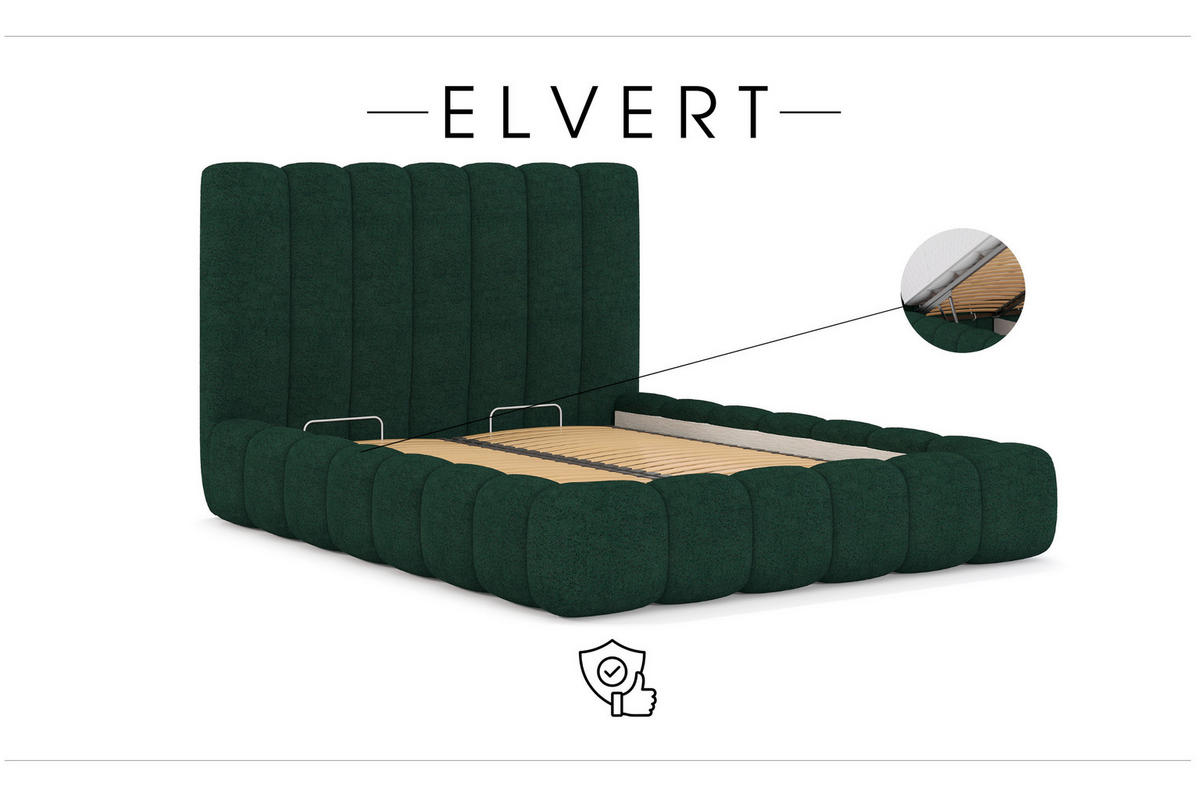 POLSTERBETT aus Polyester Elvert 120x200 cm, Dunkelgrün - Dunkelgrün, Textil (120/200cm) - Meblito