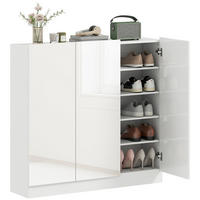 SCHUHSCHRANK DE-09740 10 Regale mit Soft-Close-Türen Weiß - Weiß, Holzwerkstoff (106.4/108.5/34cm) - ComfortXL