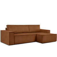 ECKSCHLAFSOFA-RECHTS NAPI in Pet Friendly Cord-Stoff, rot - Rot/Schwarz, Textil (262/148cm) - KONSIMO®