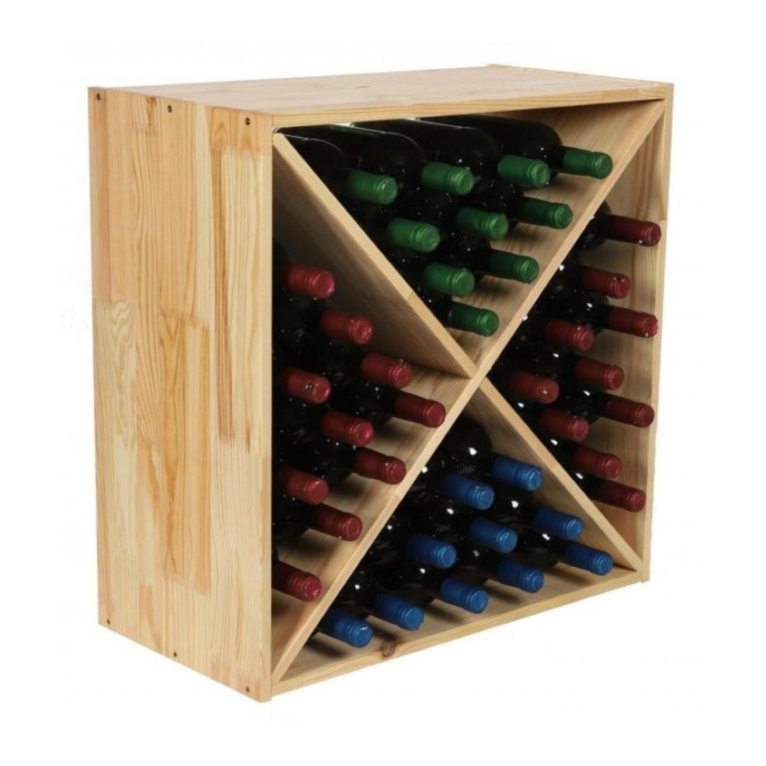WEINREGAL Vincellar Mod 60x60x30 cm Kreuz Modul Für 40 Flaschen Massives Kiefernholz Natur - Naturfarben, Holz (60/60/30cm) - PROREGAL