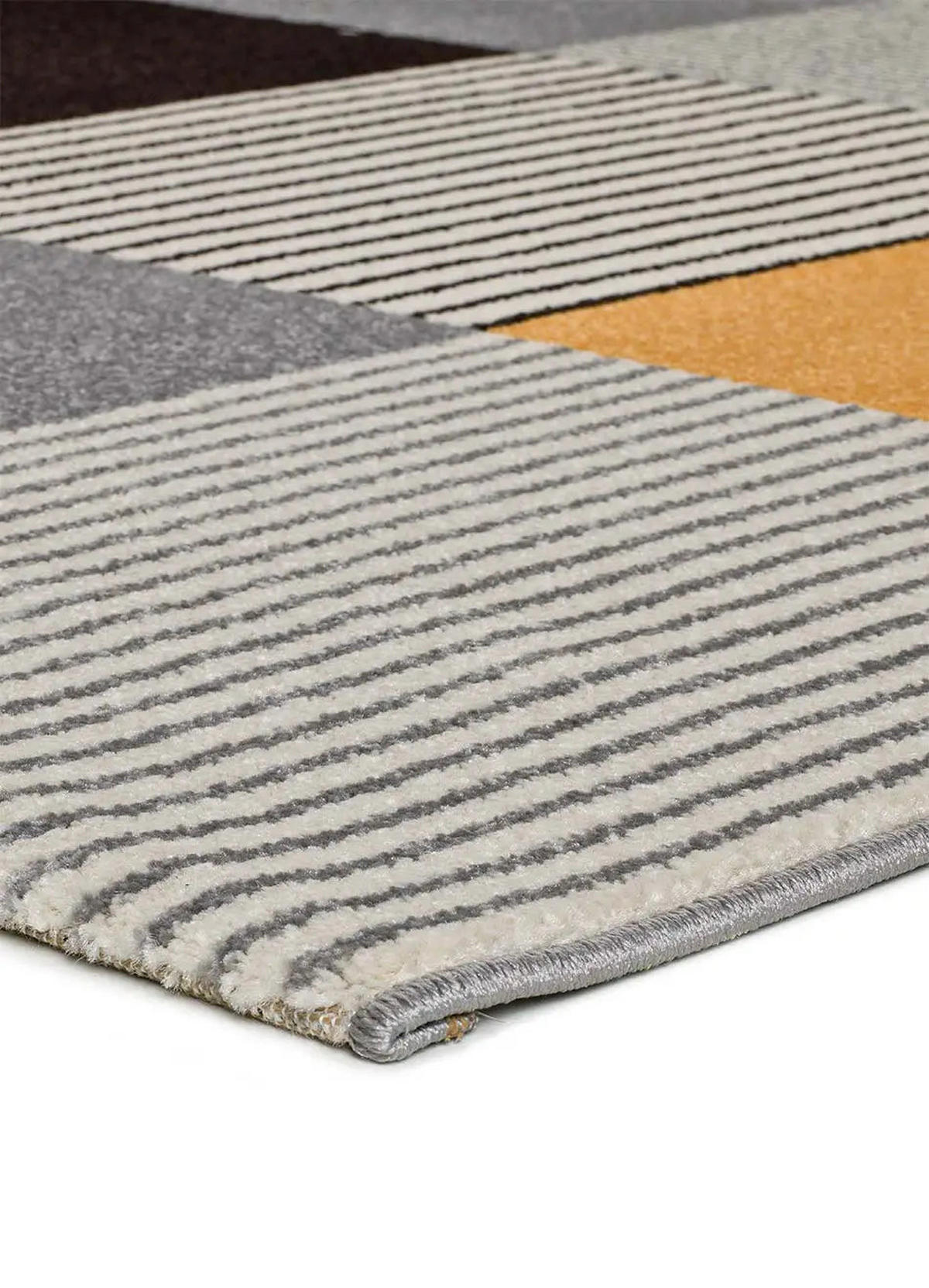 WEBTEPPICH Grau Gladys 140/200 cm - Dunkelgelb/Grau, Naturmaterialien/Textil (140/200cm) - Atticgo