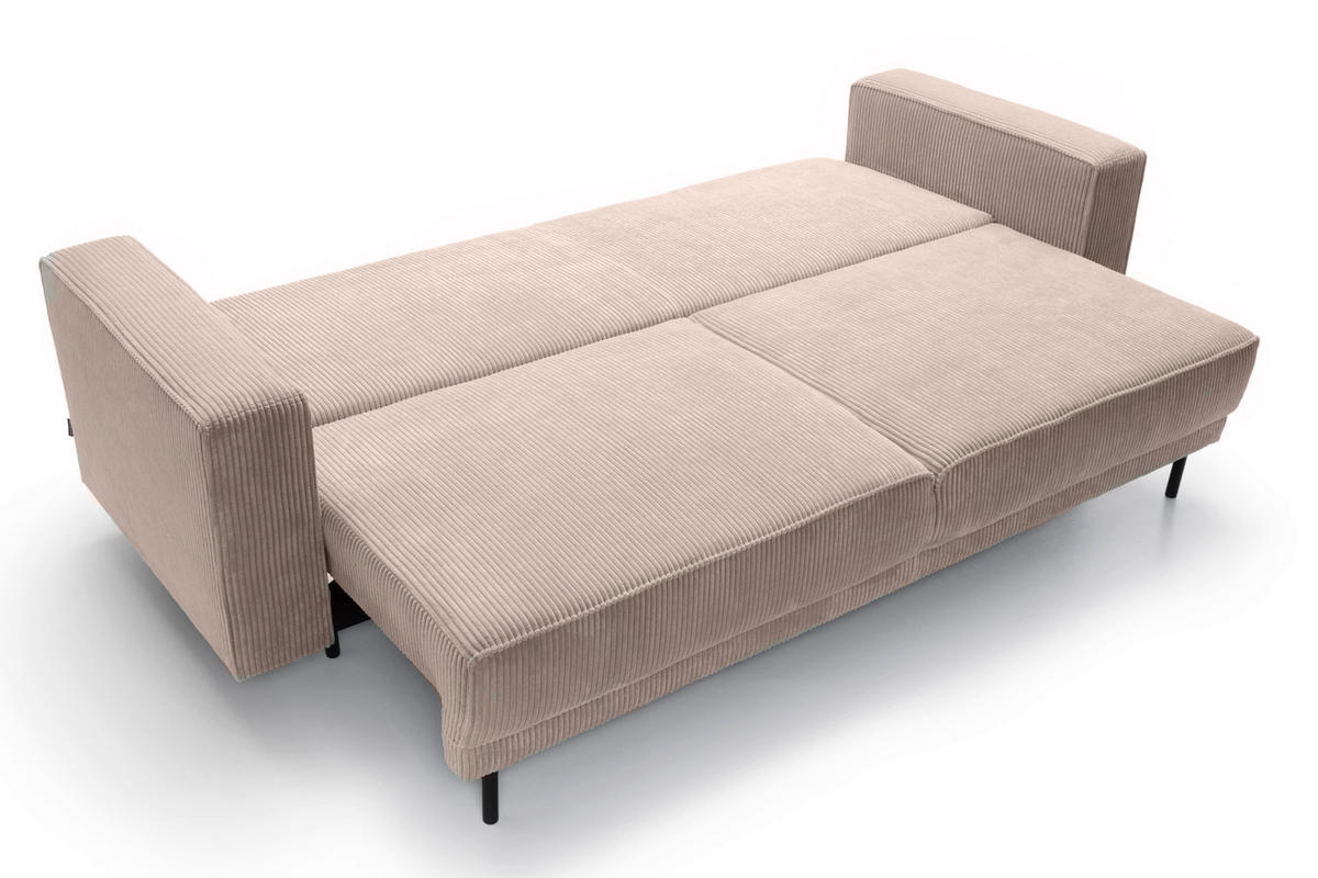 SCHLAFSOFA Rodario Beige Cordbezug - Beige/Schwarz, Textil/Metall (236/95/97cm) - Selsey