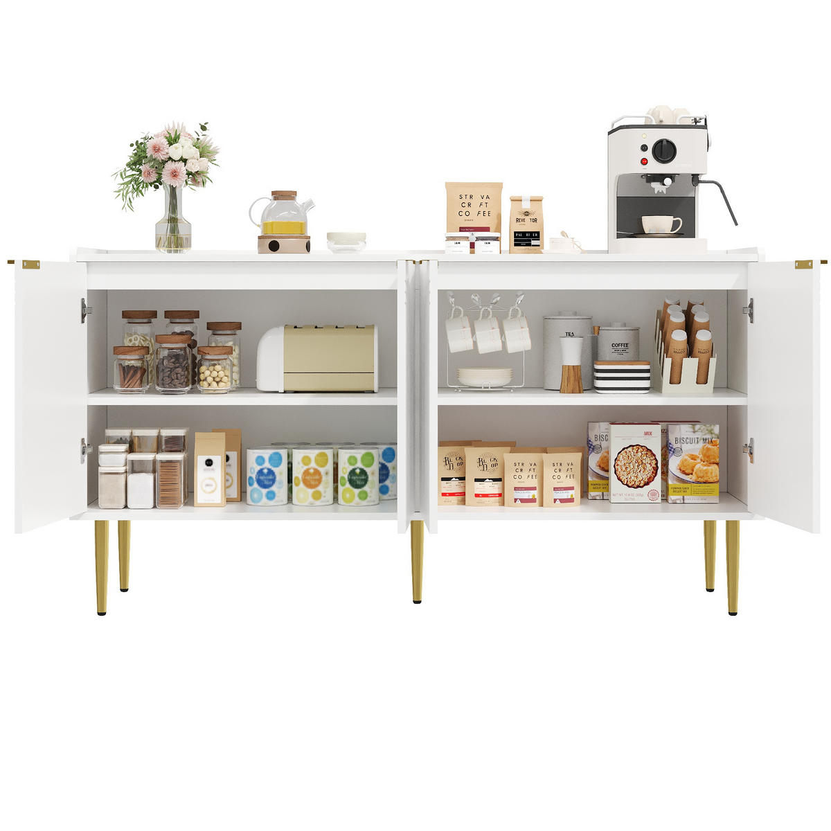 SIDEBOARD 140x38x75 cm Stauraum modern - Weiß, Holz (140/75/38cm) - Fortuna Lai