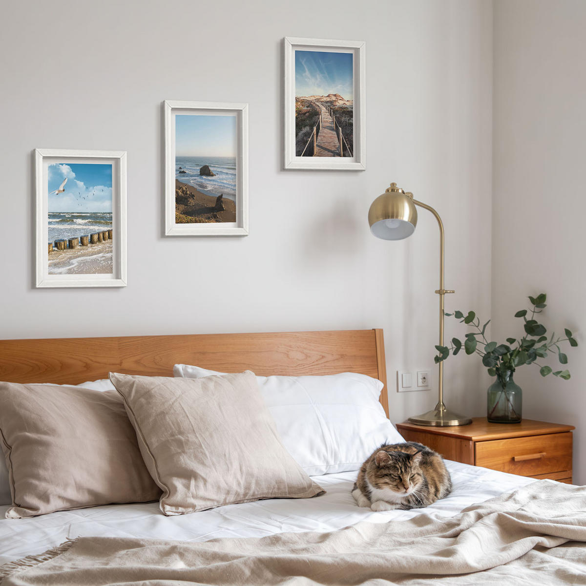 WANDBILDER 3er-Set - 20x30 cm Weißer Rahmen - Strandwellen, Himmelsbrücke, Spaziergang - Weiß, Kunststoff (20/30cm) - ArtPrintCave