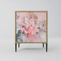 SIDEBOARD CHERRY BLOSSOM, Eichefarben, 57,5x42x72,5 cm, Schwarze Metallfüße - Eichefarben/Multicolor, Holzwerkstoff/Metall (57.5/72.5/42cm) - SpaceRebels