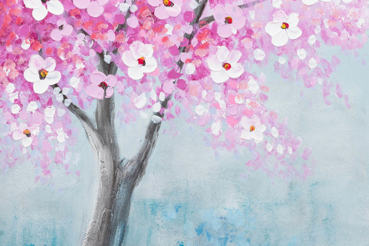 ACRYLBILD HANDGEMALT 60/90 cm - Blau/Pink, Holz/Textil (1.26/90cm) - KUNSTLOFT
