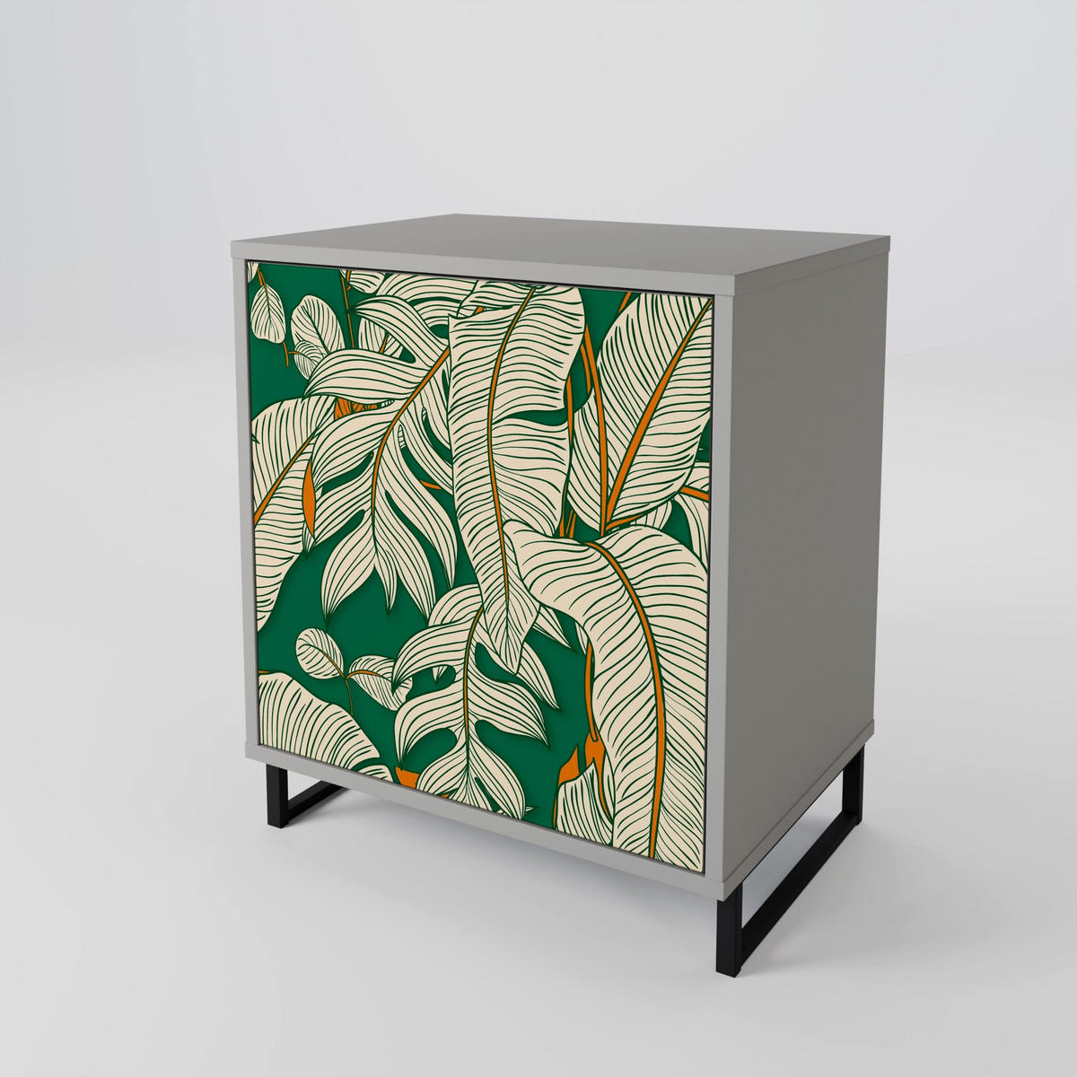 SIDEBOARD VERDANT PLEASURES, Grau, 57,5x42x70,5 cm, Schwarze Metall-Sternfüße - Multicolor/Schwarz, Holzwerkstoff/Metall (57.5/70.5/42cm) - SpaceRebels