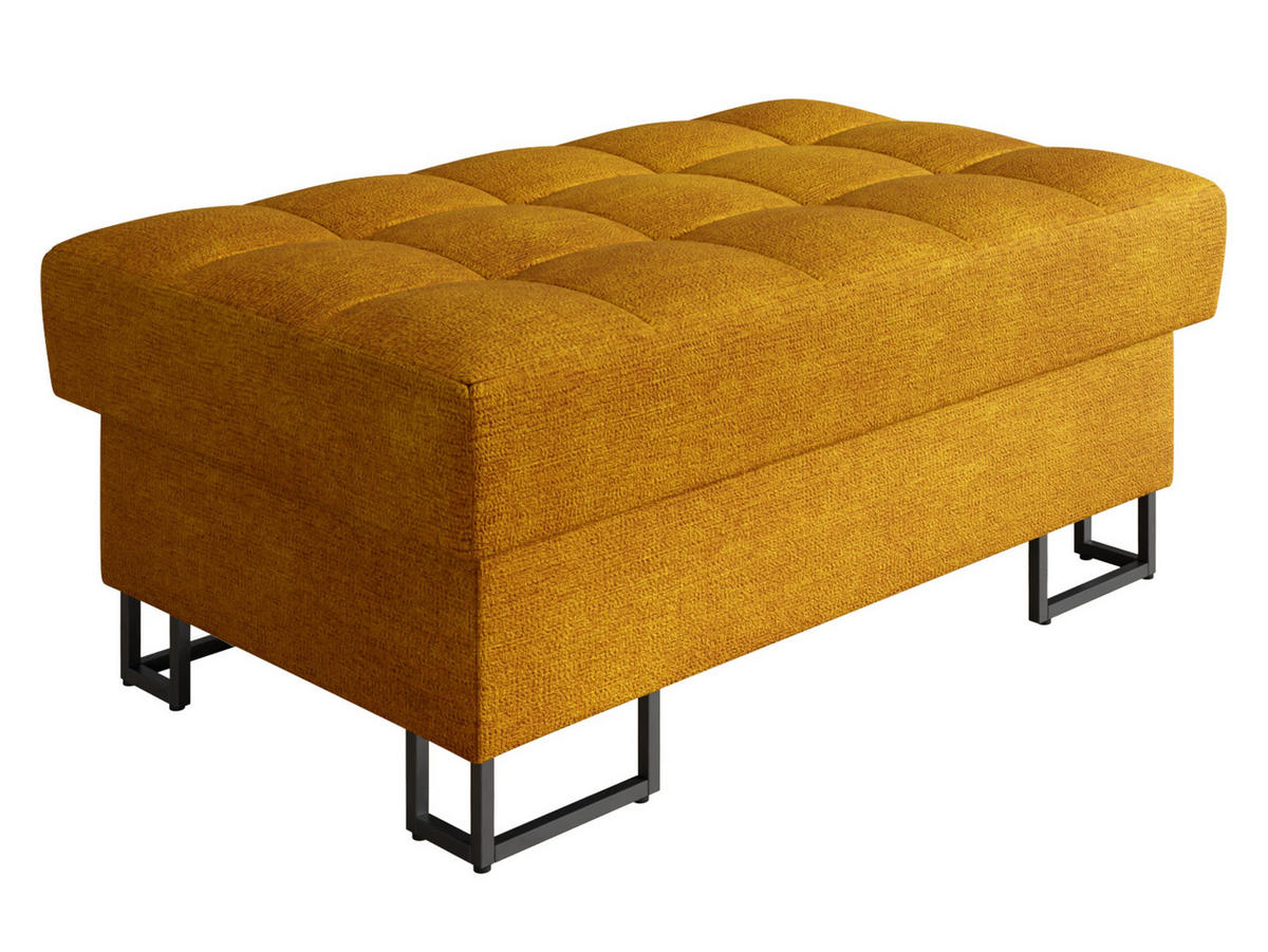 POLSTERHOCKER Laris - Currygelb/Schwarz, Holz/Textil (106/44/67cm) - MIRJAN24