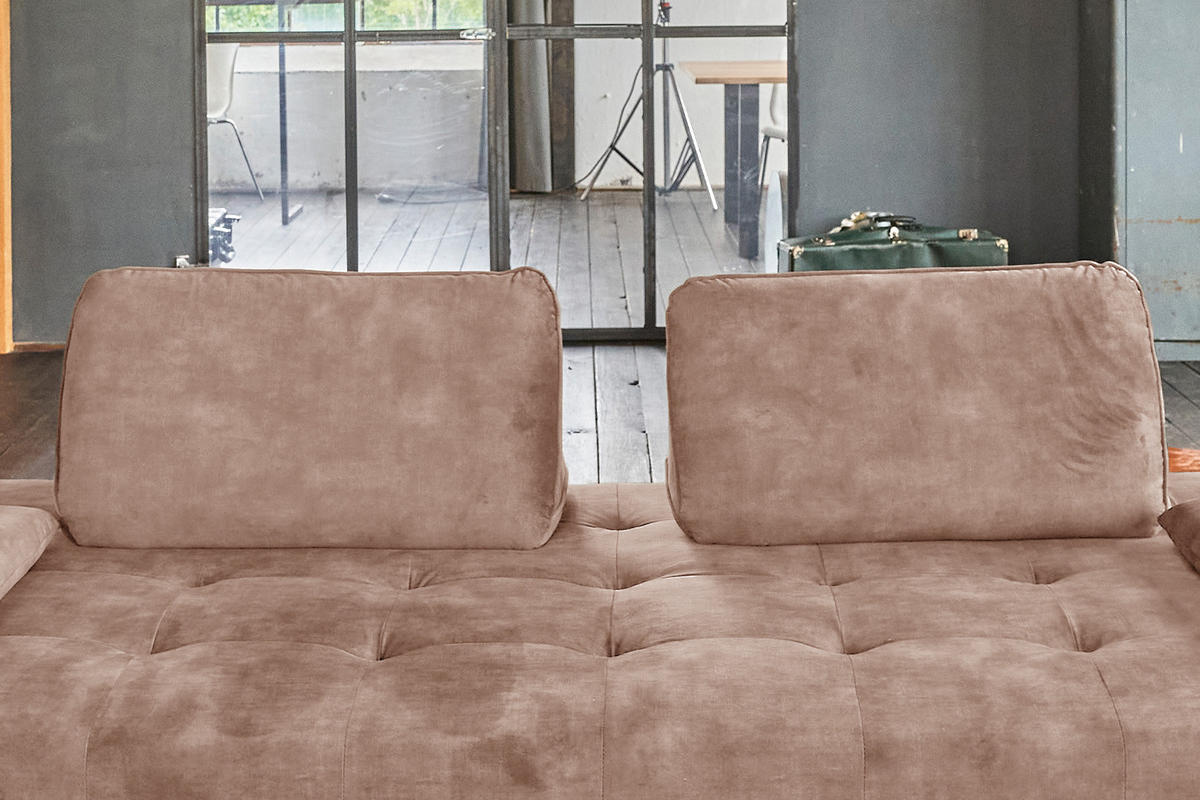 SOFA WIOLO Taupe Velvet - Taupe/Silberfarben, Textil/Metall (240/80/110cm) - KAWOLA