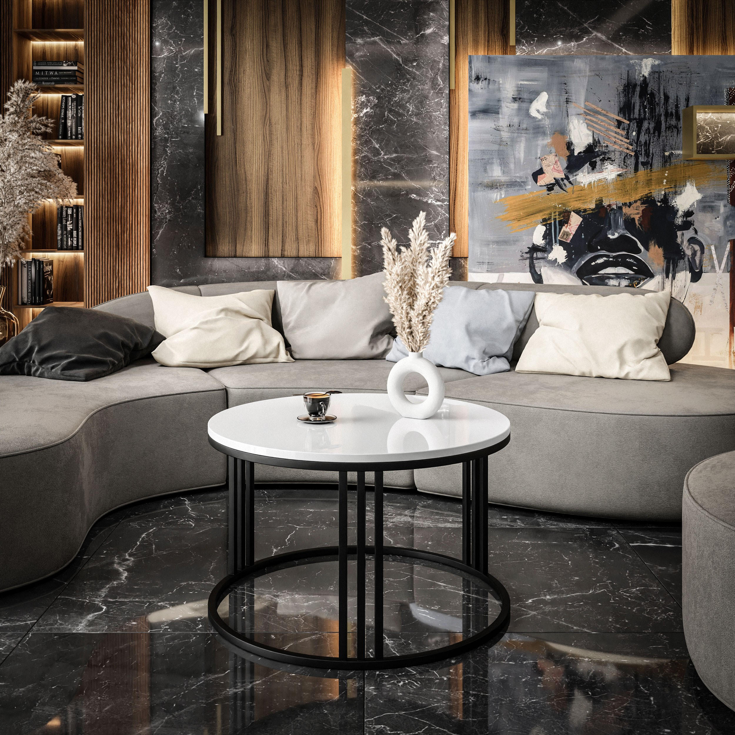 COUCHTISCH LORI Hochglanz - Schwarz/Weiß, Holzwerkstoff (70/70/48cm) - Lookway