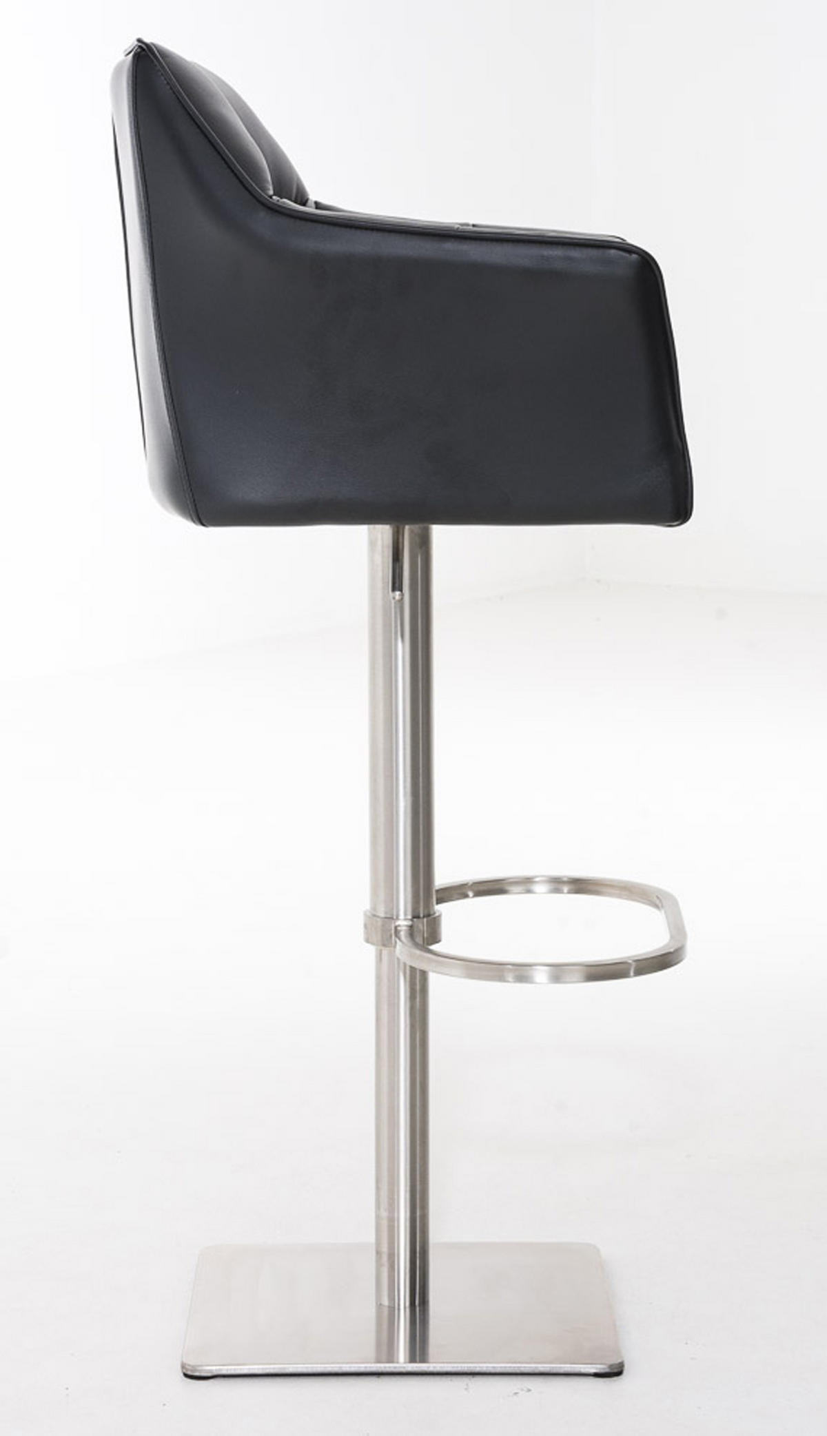 BARHOCKER 2er Set Damaskus Kunstleder edelstahl schwarz - Edelstahlfarben/Schwarz, Kunststoff/Metall (64/110/48cm) - TPFLiving