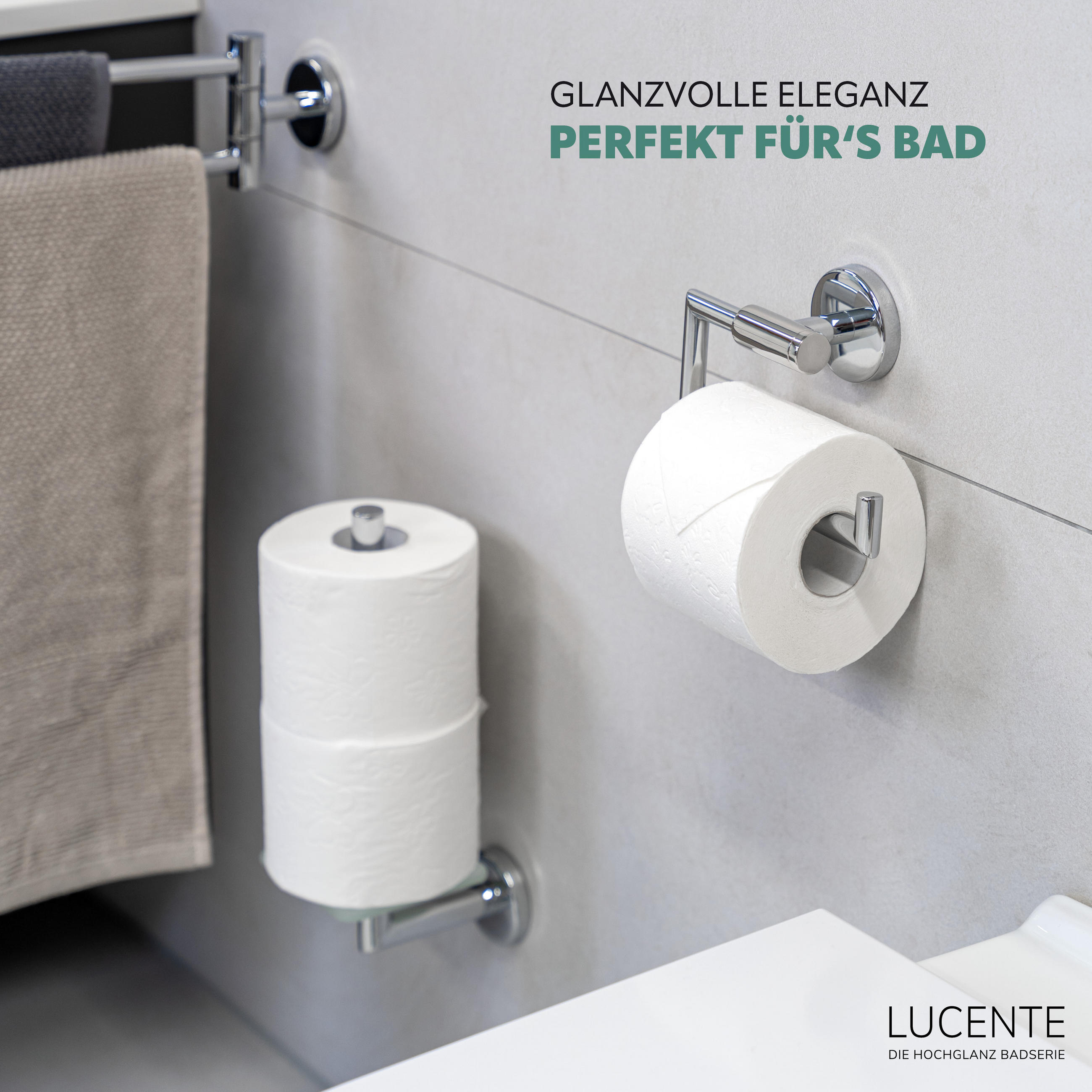 TOILETTENPAPIERHALTER LUCENTE, Edelstahl, verchromt - Chromfarben, Metall (15.5/11/6cm) - bremermann
