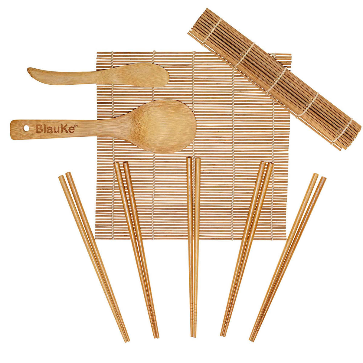 SUSHI Set Zum Selber Machen – Sushi Maker Set aus Bambus - Beige, Holz (25/2/25cm) - BlauKe