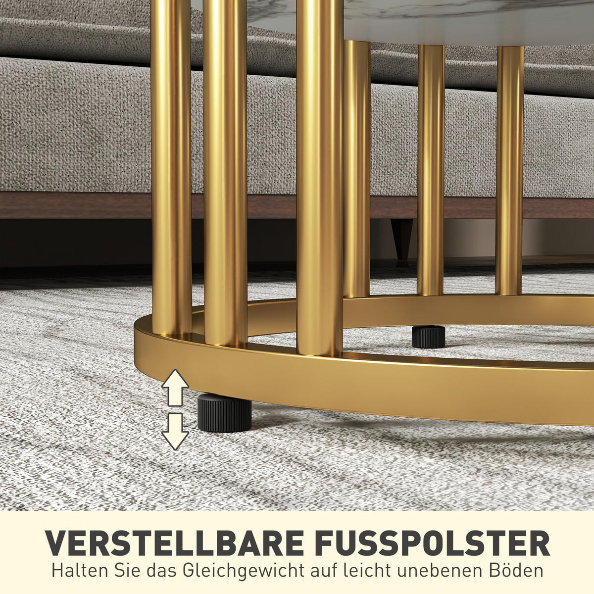 COUCHTISCH rund 2er Set mit Ablage, Weiß - Weiß, Holzwerkstoff (45/45/55cm) - HOMCOM
