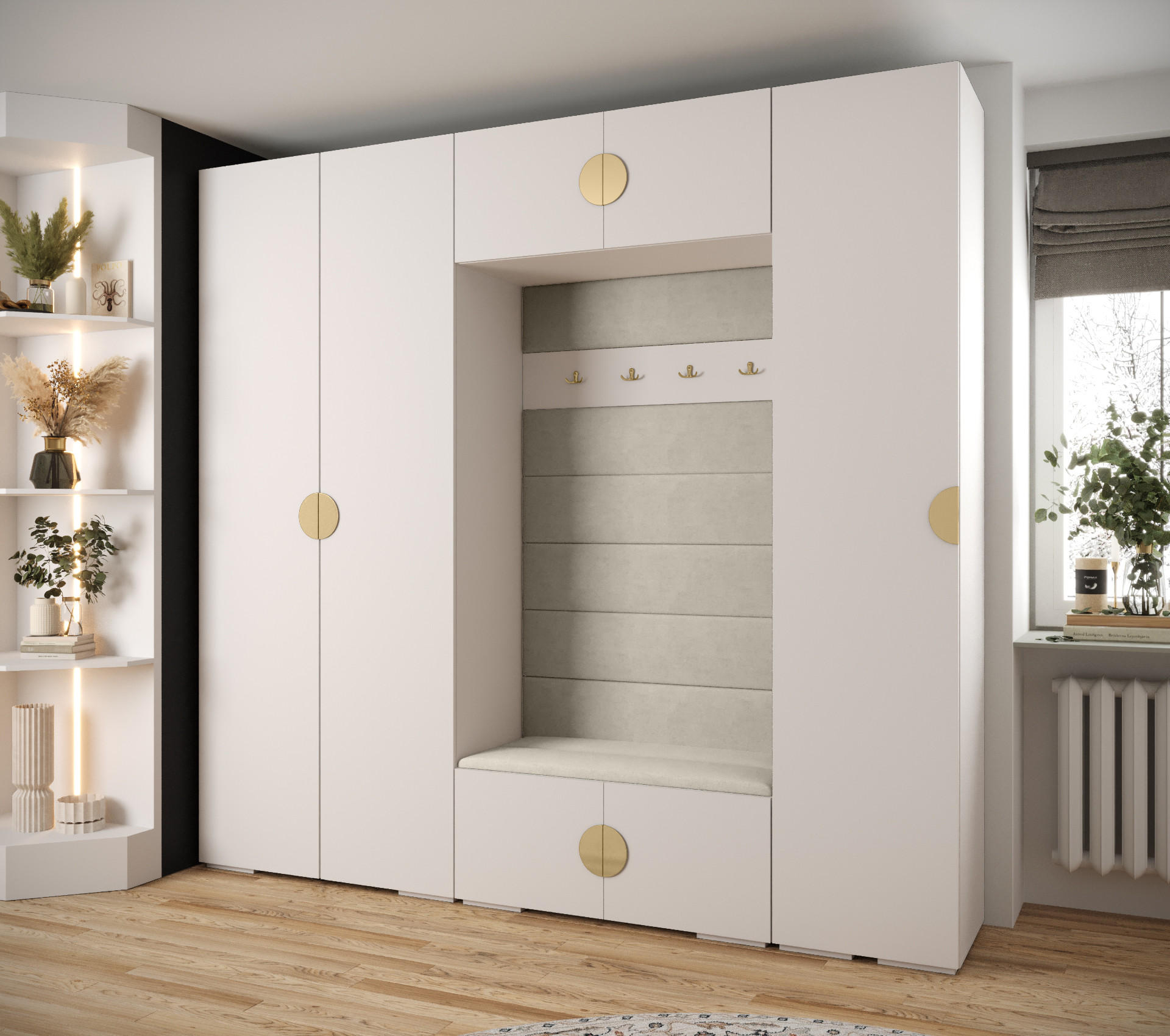 GARDEROBEN-SET 236,7/250/47 - Goldfarben/Schwarz, Holz/Kunststoff (250/236.7/47cm) - Abiks Möbel