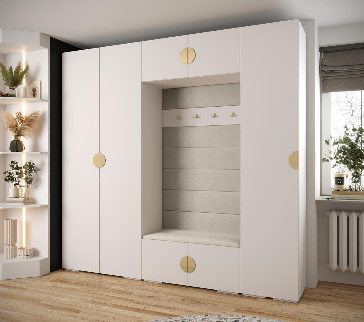 GARDEROBEN-SET 236,7/250/47 - Goldfarben/Schwarz, Holz/Kunststoff (250/236.7/47cm) - Abiks Möbel