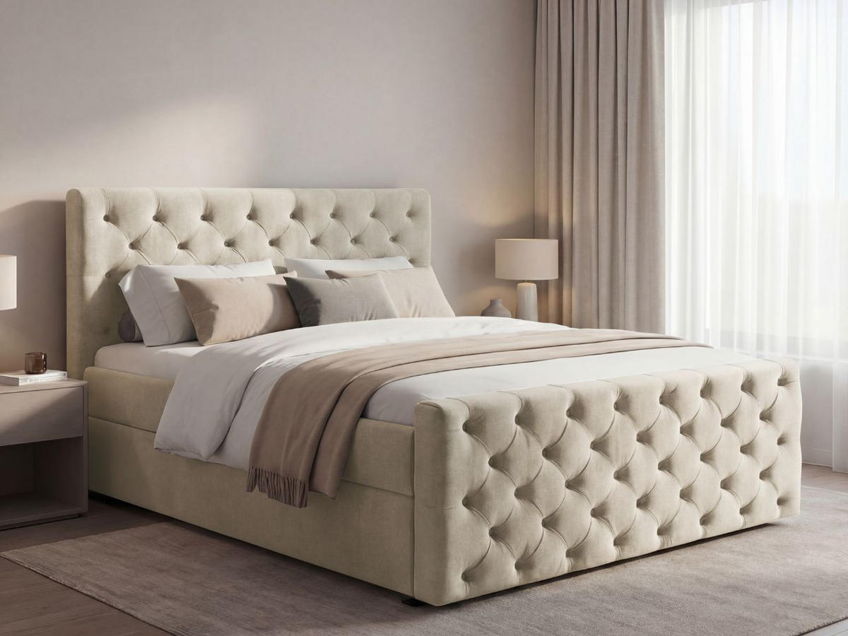 BOXBETT Montego 180x200 Creme - Creme, Holz/Textil (180/200cm) - Graingold