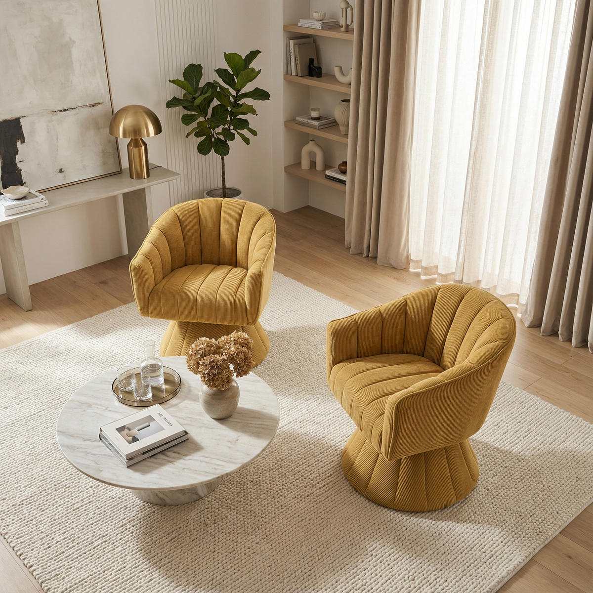 DREHSTUHL Moderner 360° Taupe mit Cord-Bezug - Taupe, Textil (70/72/66cm) - Urban Meuble