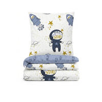 BETTWÄSCHE-GARNITUR Premium Biber Weltraum eisblau, 135x200 cm + 80x80 cm - Hellblau, Textil (135/200cm) - biberna