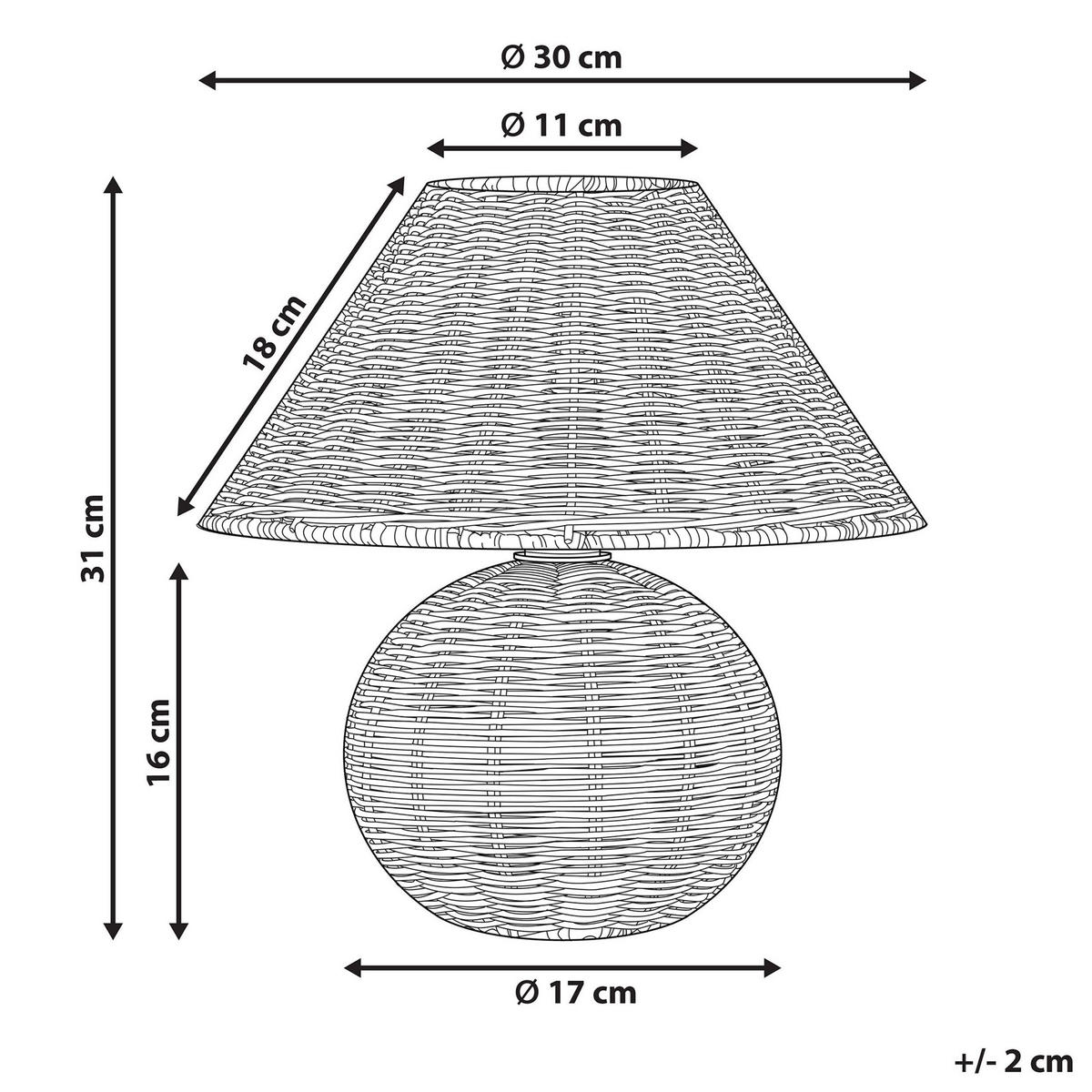 TISCHLEUCHTE Naturfarben Cinder - Naturfarben, Naturmaterialen (30/30/31cm) - Beliani