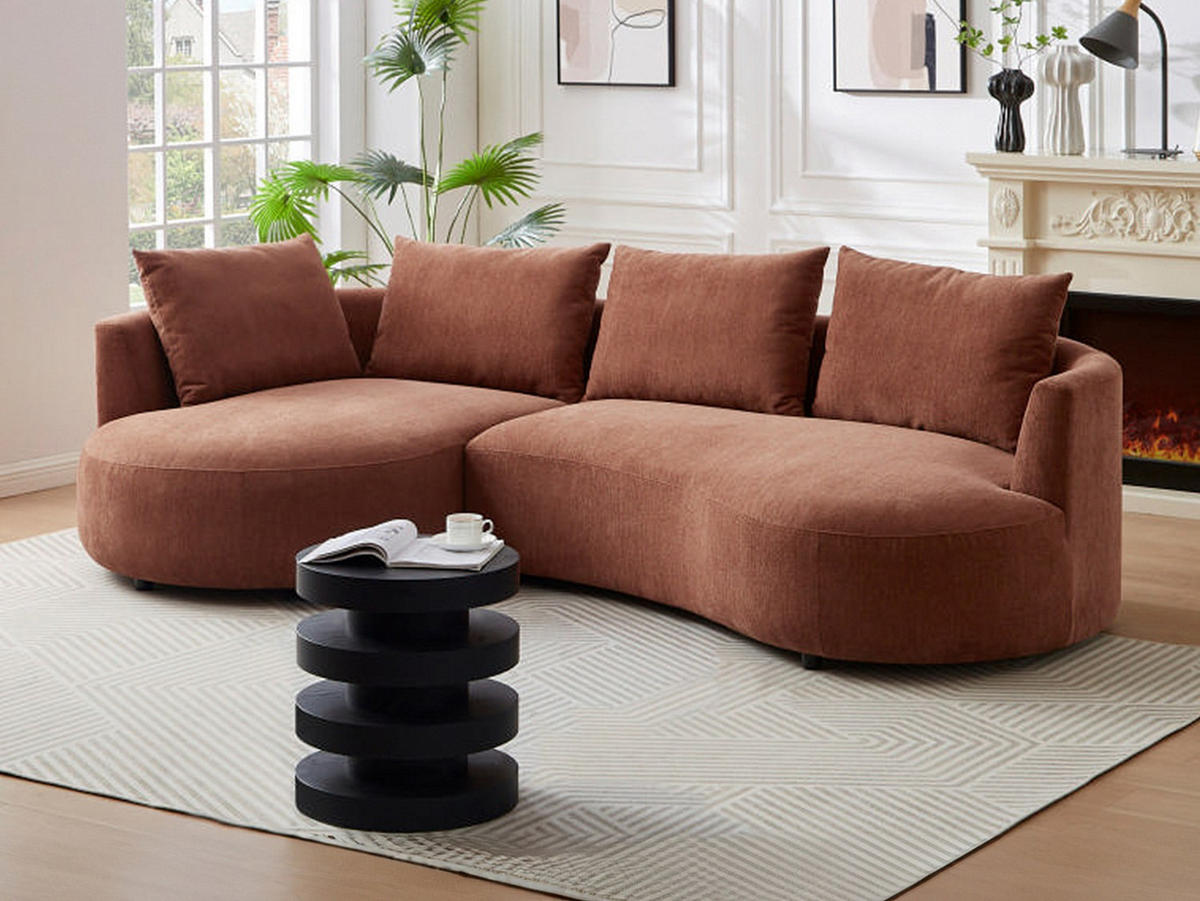 SOFA - 5 Personen - samt - terracotta Lousado - Terracotta, Textil (285/87/158cm) - Vente-Unique