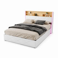 POLSTERBETT 140/200 cm,Stauraumbett mit Bettkasten LED USB und Lattenrost - Beige, Holz/Textil (140/200cm) - PARAFTA HOME