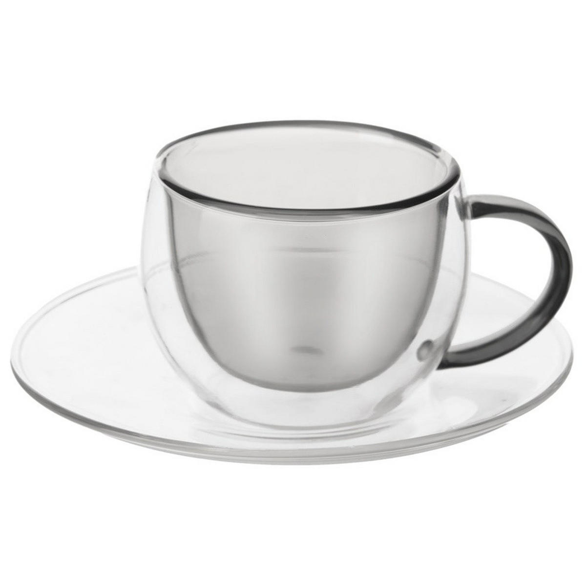 THERMOBECHER Espresso z Untertasse 2er-Set - Klar, Glas (0.09L) - Orion 